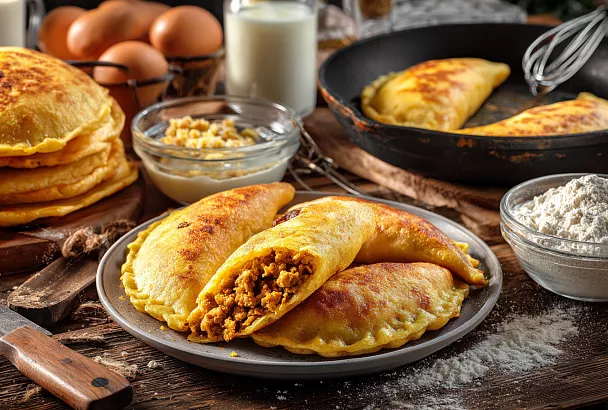 Блинчики с куриным фаршем как чебуреки: нежные, сочные и очень вкусные