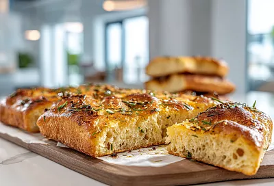 Итальянская фокачча с чесноком: хрустящая снаружи и воздушная внутри