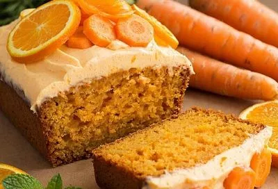 Яркий и сочный морковный бисквит с апельсиновым курдом - собой заварной крем с добавлением апельсинового сока