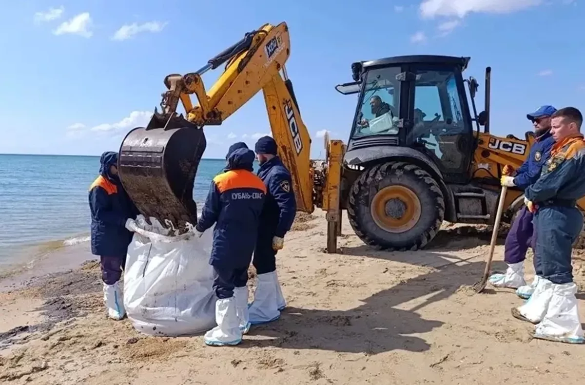 Более тысячи мешков заполнили грунтом с нефтепродуктами на одном из пляжей курортного села под Анапой