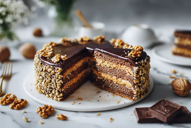 Королевский торт без муки: орехово-шоколадный шедевр