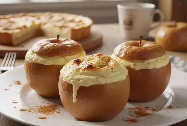 Нежный чизкейк в запечённом яблоке — быстрый и полезный десерт, который тает во рту