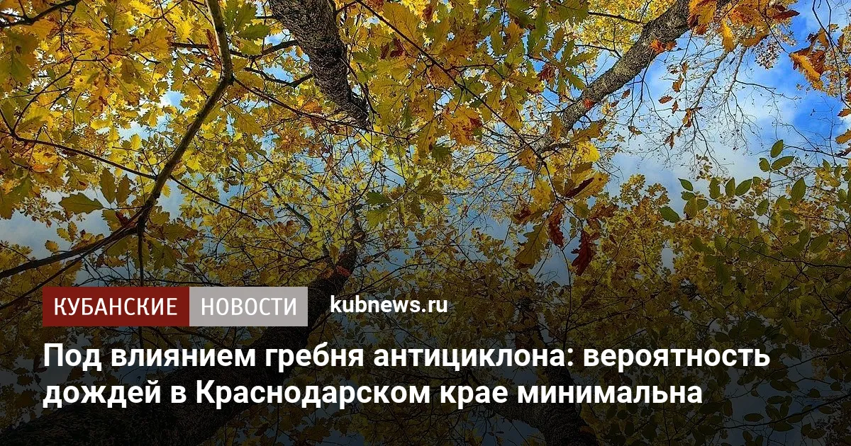 Под влиянием гребня антициклона: вероятность дождей в Краснодарском крае минимальна
