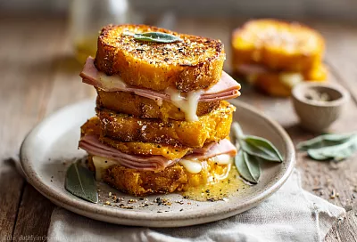 Осенние «кроки» из тыквы с индейкой и сыром