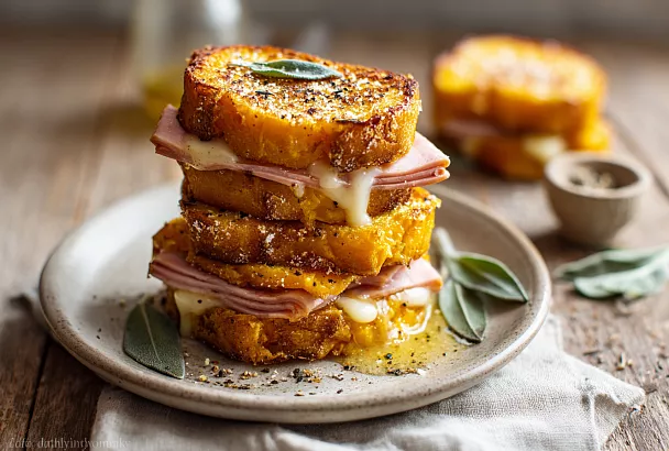 Осенние «кроки» из тыквы с индейкой и сыром