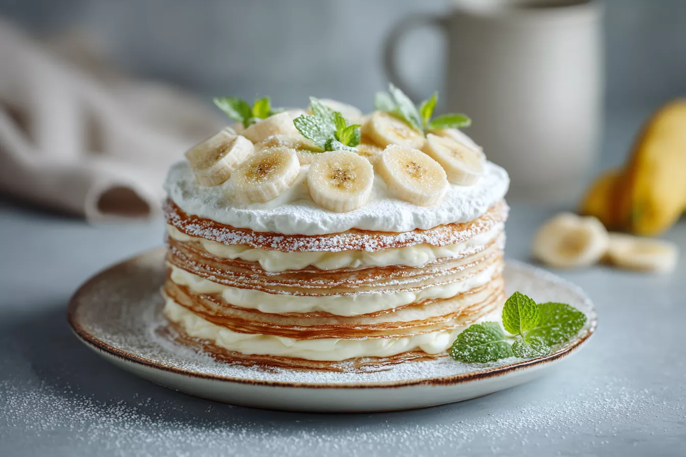 Блинный торт с банановым кремом — нежный, вкусный и очень простой на Масленицу
