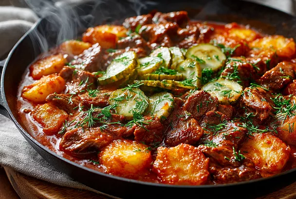 Азу по-татарски из говядины: мягкое мясо и жареная картошка с характером
