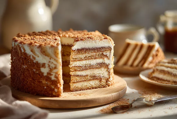 Двухцветный торт на кефире без весов: нежный, сочный и готовится за полчаса