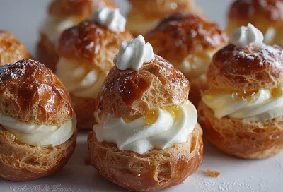 Шу с кракелином и кремами «Дипломат» и сливочным