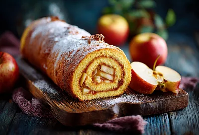 Бисквитный рулет с яблоками: проще некуда
