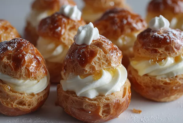 Шу с кракелином и кремами «Дипломат» и сливочным