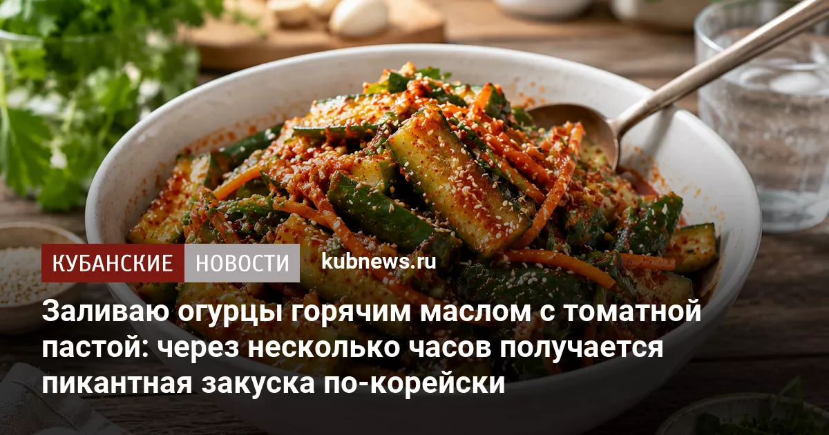 Заливаю огурцы горячим маслом с томатной пастой: через несколько часов получается пикантная закуска по-корейски