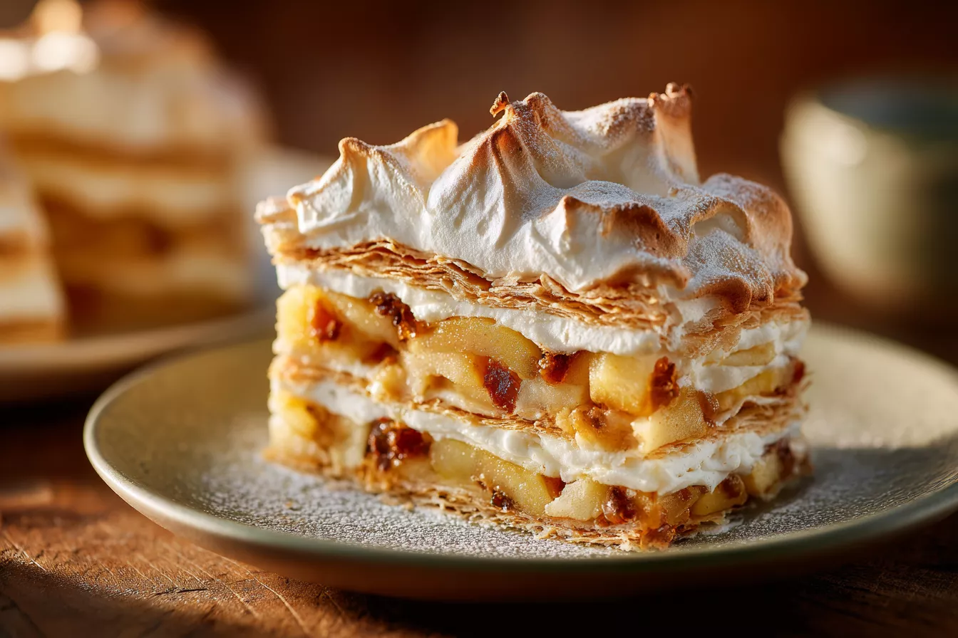 Слоёный пирог с яблоками и меренгой: нежный, ароматный и праздничный