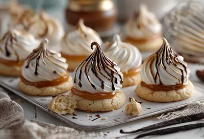 Печенье «Воздушный поцелуй», от которого гости ахают: нежная песочная основа, карамельная середина и хрустящая меренга сверху