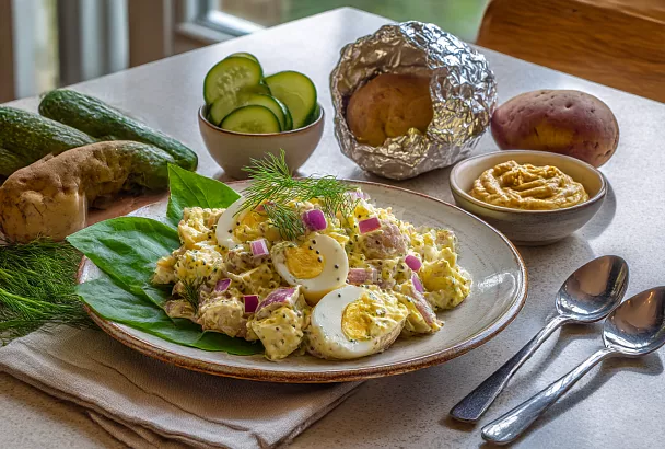 Американский картофельный салат: яркий и хрустящий