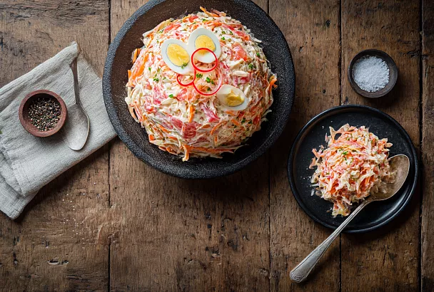 Салат «Коралл» из того, что есть в холодильнике: бюджетно и очень вкусно