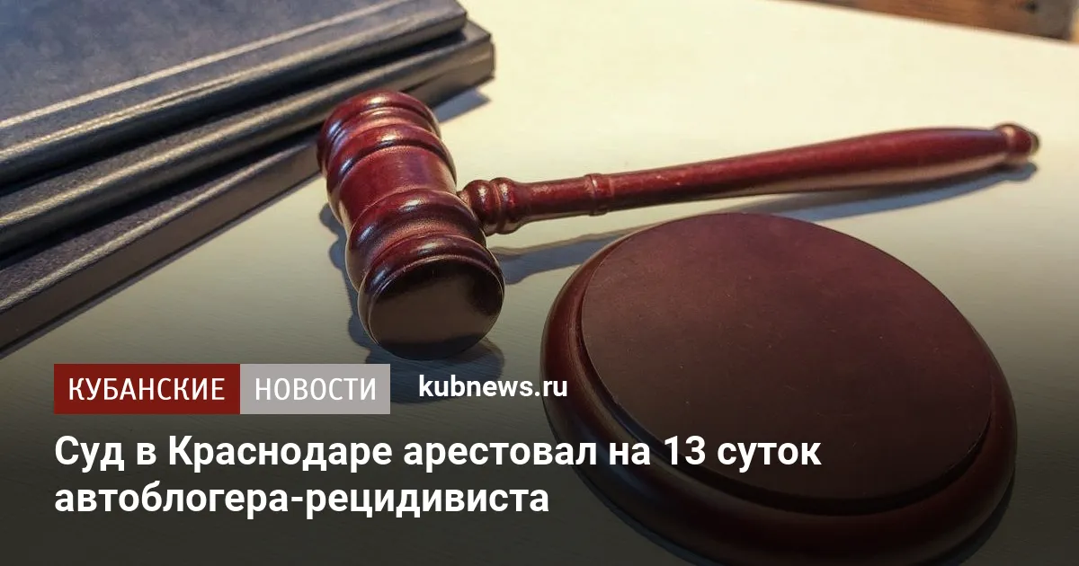 Суд в Краснодаре арестовал на 13 суток автоблогера-рецидивиста
