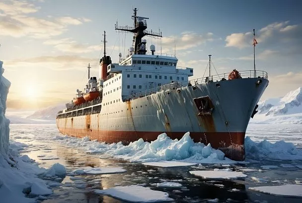 Российские ледоколы оказывают помощь судам, застрявшим во льдах Финского залива