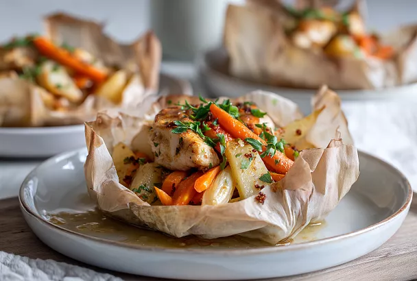 Готовлю ужин в пергаменте на сковороде: курица с овощами в ароматном соусе — за 25 минут и без духовки