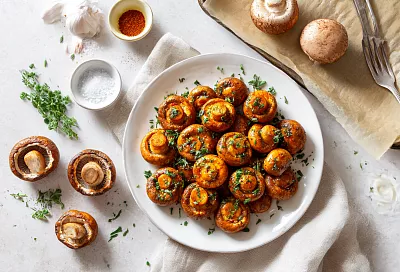 Шампиньоны в духовке «улетают со стола»: простая закуска с яйцом, крахмалом и майонезом