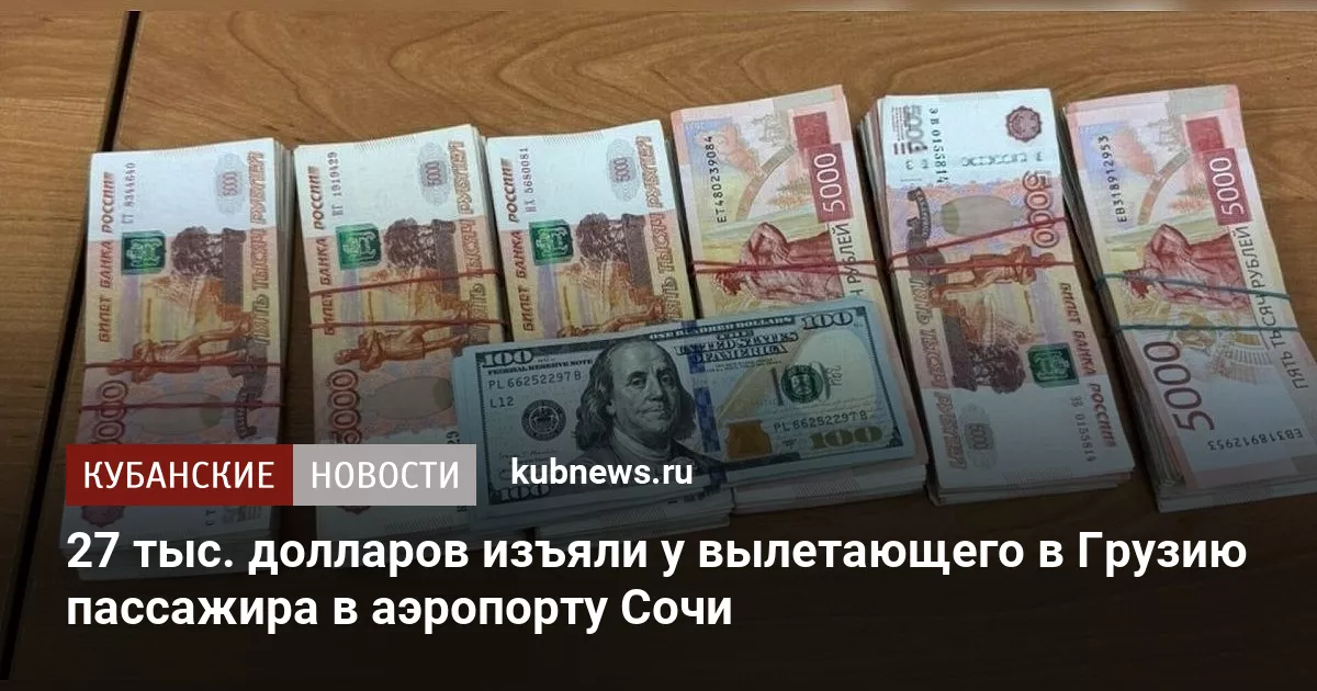 27 тыс. долларов изъяли у вылетающего в Грузию пассажира в аэропорту Сочи