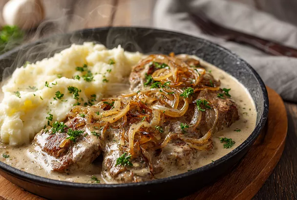 Отбивные из говяжьей печени в сметанном соусе — нежные и сочные