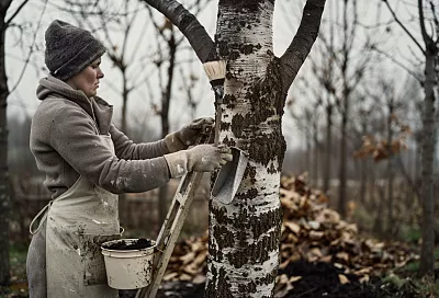 Побелка деревьев осенью: белим после листопада и при плюсе, чтобы избежать ожогов в феврале–марте