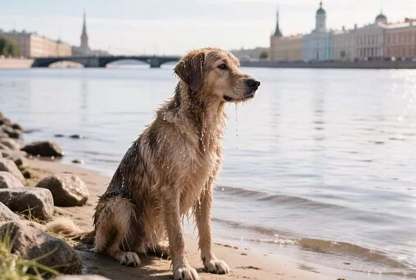 Час в ледяной воде: патрульные спасли собаку Лею в акватории Невы