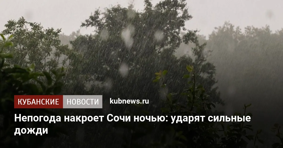 Непогода накроет Сочи ночью: ударят сильные дожди