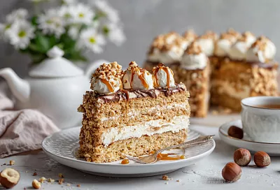 Нежный ореховый торт Белочка: мягкий бисквит, воздушный крем и хруст фундука