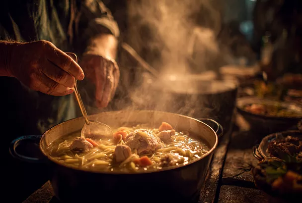 Куриная лапша от Ивлева: быстрый бульон и настоящая пассировка