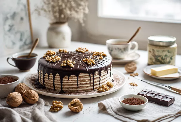 Натираю холодное масло в муку, добавляю безе с орехами — и через час на столе нежный торт "Маркиз"