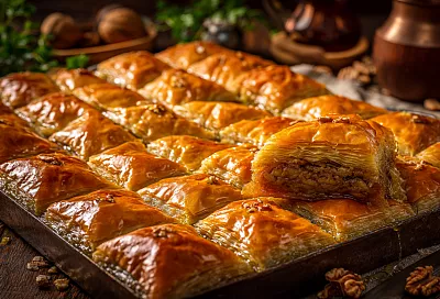 Армянская пахлава тает во рту: за 2 часа на столе огромный десерт с орехами