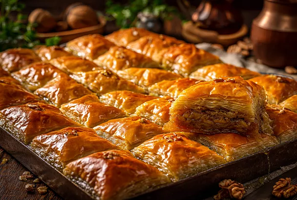 Армянская пахлава тает во рту: за 2 часа на столе огромный десерт с орехами