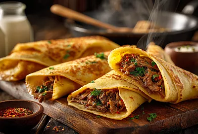 Грузинские блинчики с мясом, от которых невозможно оторваться: сочная начинка и тончайшее тесто — это просто взрыв вкуса