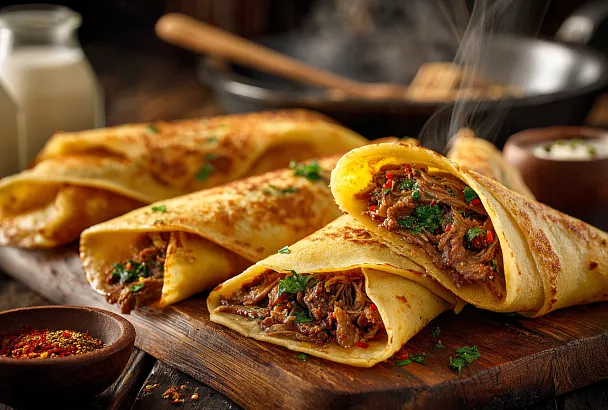 Грузинские блинчики с мясом, от которых невозможно оторваться: сочная начинка и тончайшее тесто — это просто взрыв вкуса