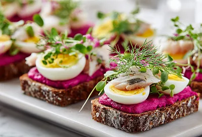 Закусочные бутерброды "Селёдка под шубой" — красиво и быстро на праздничный стол