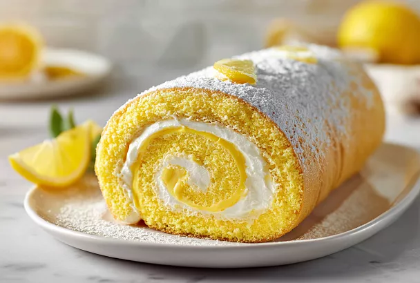Пеку лимонный рулет на жидком тесте: нежный, как облако, и с ярким кремом — готов за час