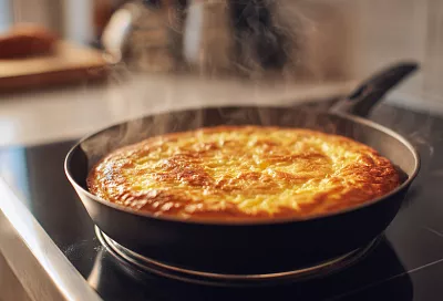 Творожная запеканка на сковороде за час: нежная и без духовки