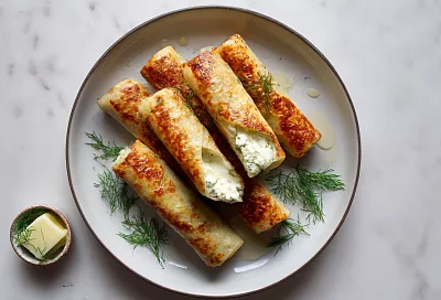 Хрустящие трубочки из лаваша с творожно-сырной начинкой