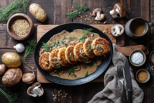 Картофельные котлеты с грибным соусом: один лайфхак меняет всё