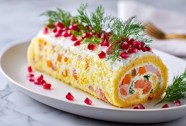 Салат Мимоза в виде рулета стал хитом праздничного стола: добавил один секретный слой