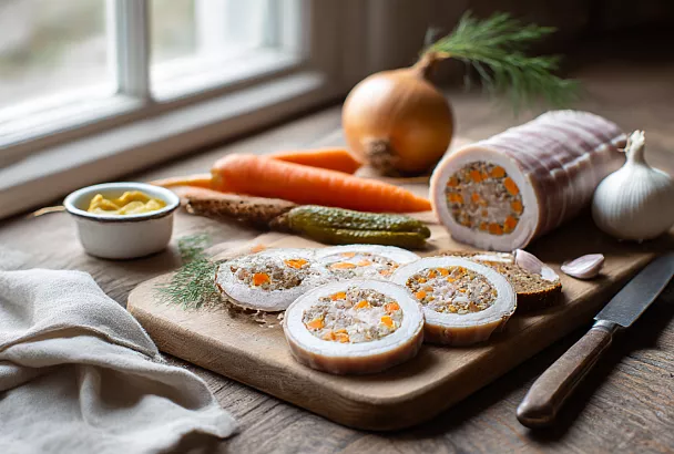 Нарезаю тонкое сало с морковью и луком, заворачиваю в рулет — запекаю и получаю невероятный деликатес!