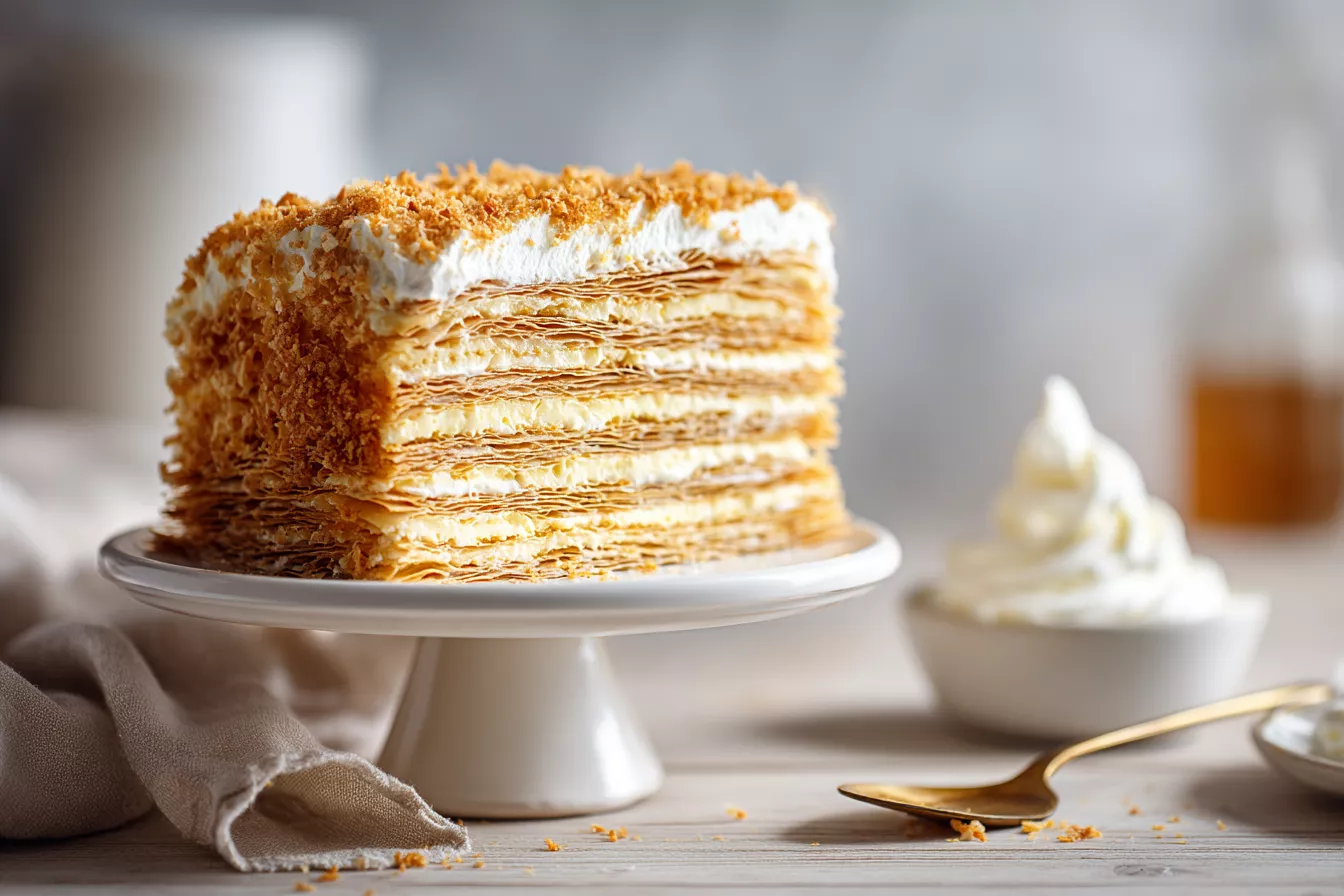 Пеку самый вкусный Наполеон в моей жизни: слоёные коржи как из кондитерской и крем-пломбир, который тает во рту