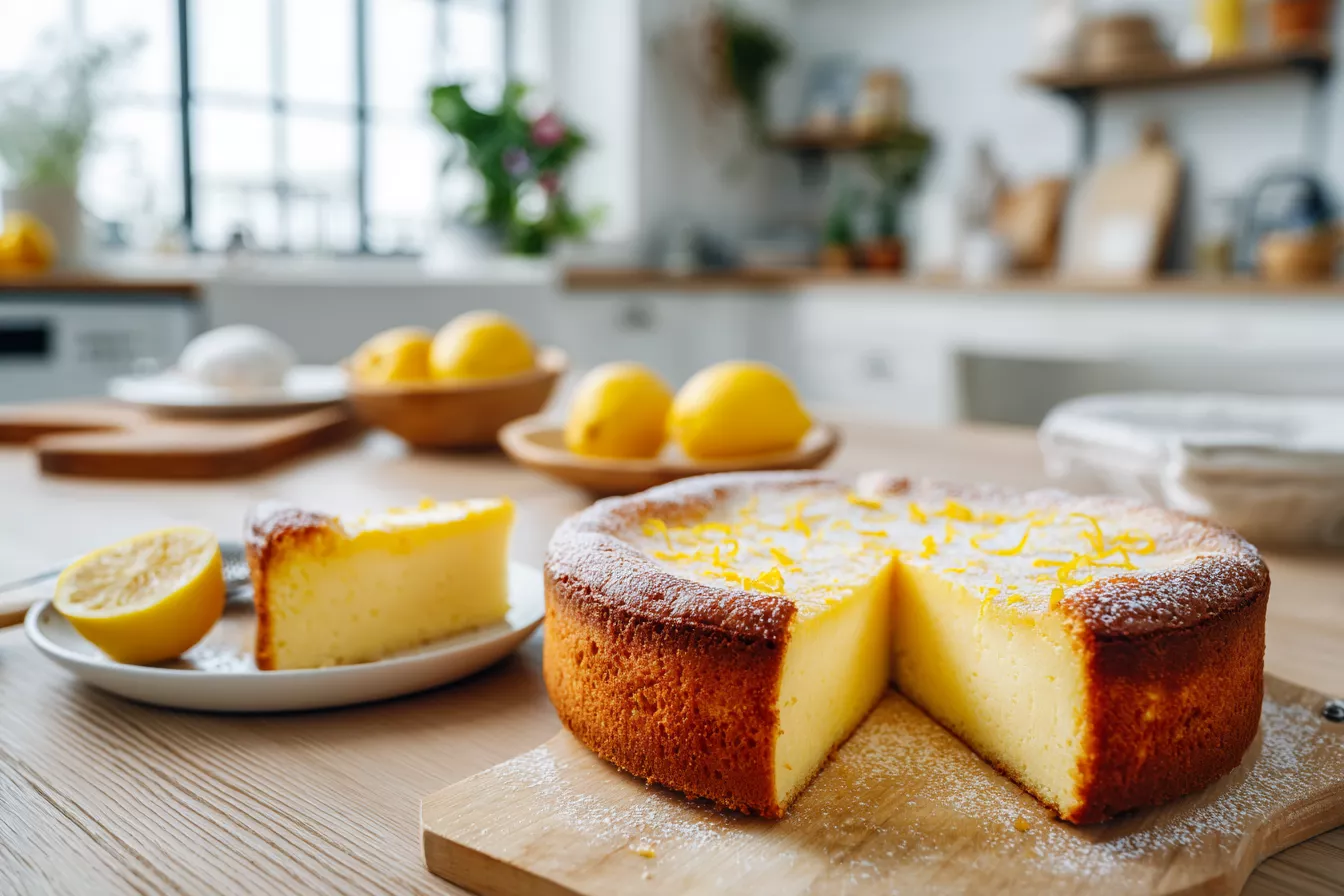 Лимонный пирог-чудо: крем прячется посередине, нежный и сочный