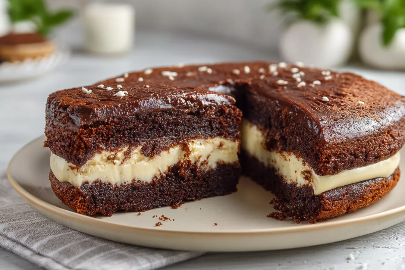 Шоколадный пирог с творожной начинкой на сковороде: нежный, ароматный, с бананом и без духовки