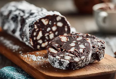 Шоколадная колбаса из детства – 10 мин замеса, 2 ч в холодильнике, тает во рту без выпечки