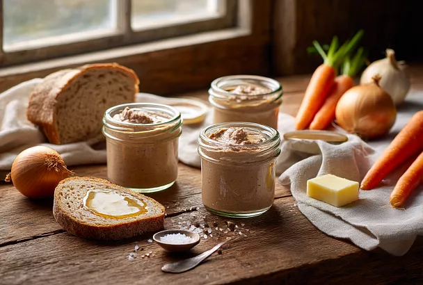 Отвариваю печёнку с луком, пробиваю с маслом — и получаю самый нежный паштет-мусс для бутербродов и закусок