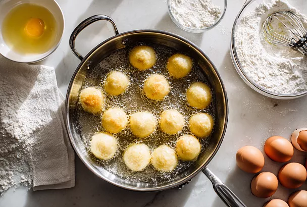 Сколько минут жарить творожные пончики, чтобы они получились золотистыми внутри
