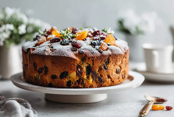 Рождественский кекс стал невероятно сочным: сухофрукты в коньяке настоялись, и аромат покорил всех